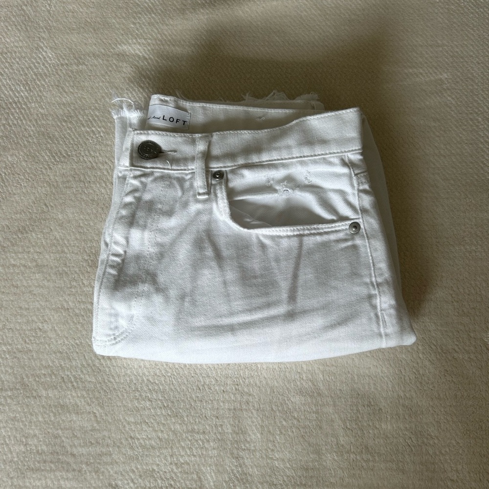 LOFT White High Waist Boyfriend Jean